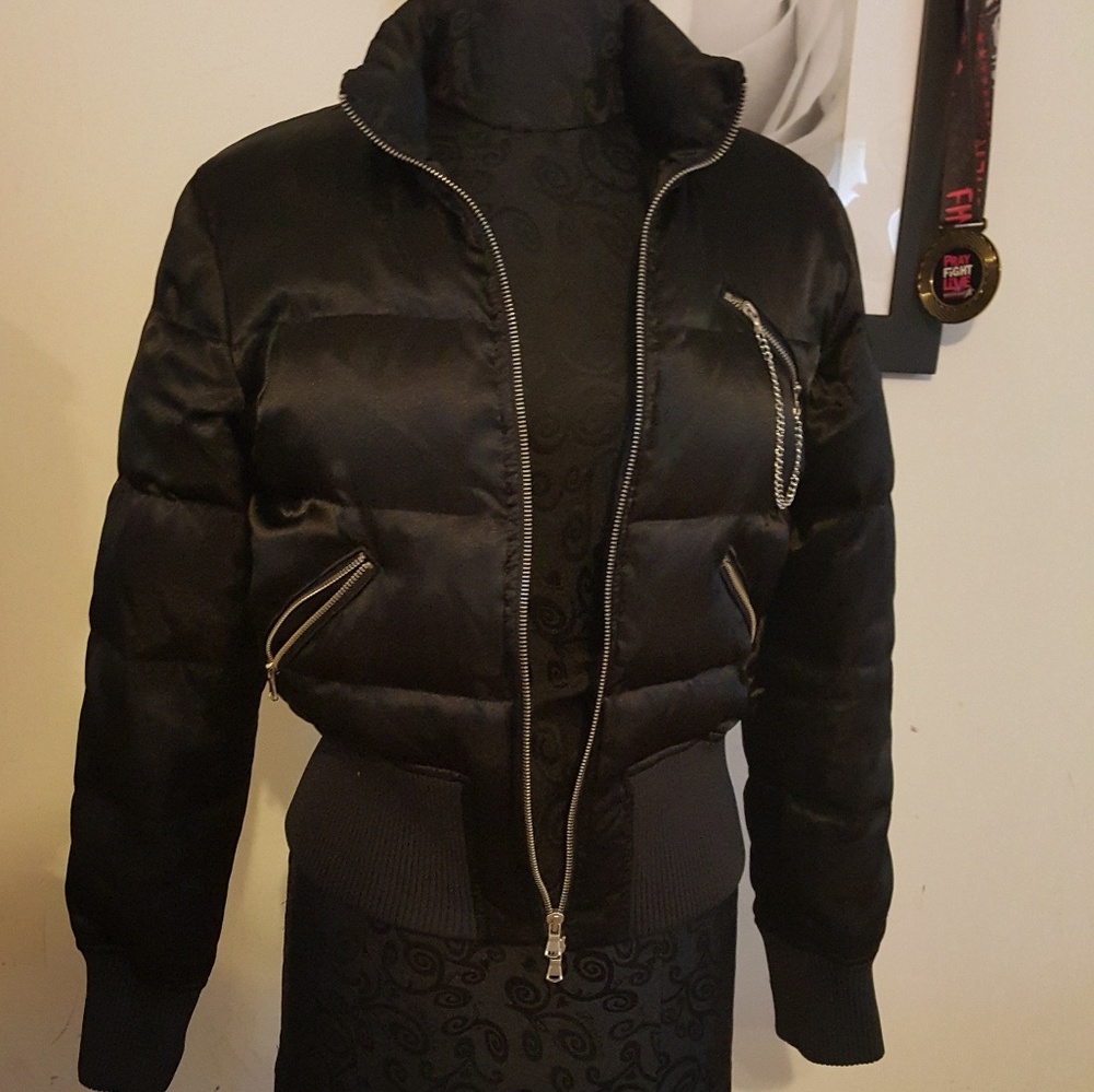 Black Puff Express Jacket with Zippers